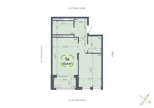 1-к квартира, вторичка, 46м2, 10/16 этаж
