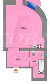 Студия квартира, вторичка, 45м2, 6/10 этаж