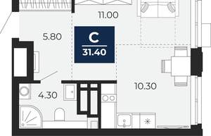 Студия квартира, вторичка, 31м2, 9/24 этаж