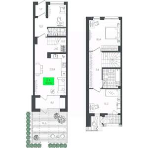2-к квартира, строящийся дом, 110м2, 1/1 этаж