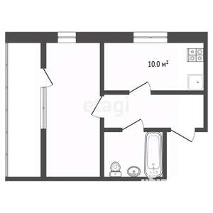 1-к квартира, вторичка, 38м2, 2/2 этаж