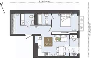 1-к квартира, вторичка, 51м2, 4/15 этаж
