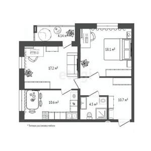 2-к квартира, вторичка, 63м2, 4/4 этаж