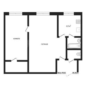 2-к квартира, вторичка, 43м2, 2/5 этаж