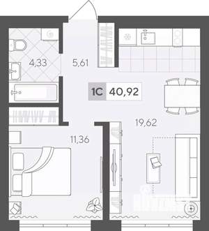 1-к квартира, вторичка, 41м2, 3/17 этаж