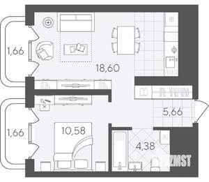 1-к квартира, вторичка, 43м2, 6/24 этаж