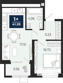 1-к квартира, вторичка, 41м2, 21/23 этаж