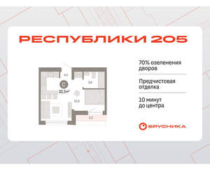 Студия квартира, вторичка, 32м2, 9/17 этаж