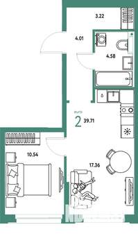2-к квартира, вторичка, 40м2, 10/25 этаж