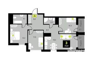 3-к квартира, вторичка, 73м2, 11/23 этаж