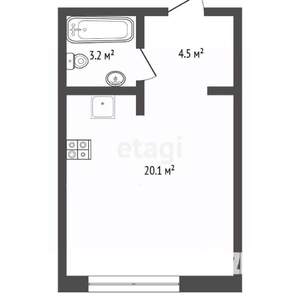 Студия квартира, вторичка, 28м2, 3/10 этаж