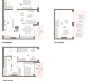 4-к квартира, вторичка, 164м2, 3/8 этаж