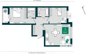 2-к квартира, вторичка, 68м2, 3/9 этаж