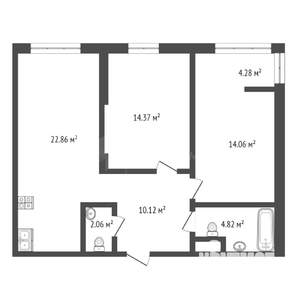 2-к квартира, вторичка, 73м2, 6/9 этаж