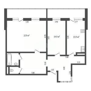 3-к квартира, вторичка, 89м2, 6/9 этаж
