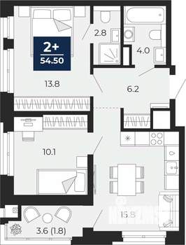 2-к квартира, вторичка, 55м2, 5/14 этаж