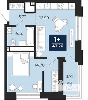1-к квартира, вторичка, 43м2, 2/23 этаж