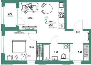2-к квартира, вторичка, 45м2, 25/25 этаж