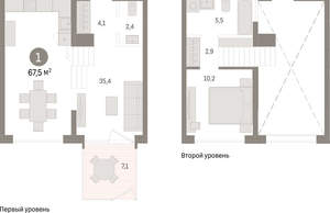 1-к квартира, вторичка, 68м2, 1/8 этаж