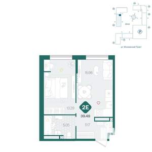 2-к квартира, вторичка, 39м2, 10/17 этаж