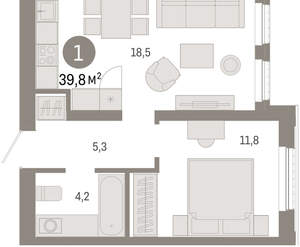 1-к квартира, вторичка, 40м2, 9/25 этаж