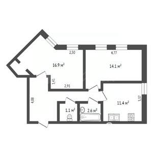 2-к квартира, вторичка, 60м2, 9/24 этаж