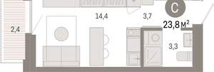 Студия квартира, вторичка, 24м2, 2/16 этаж