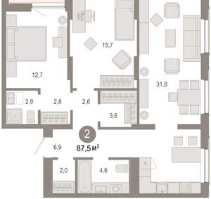 2-к квартира, вторичка, 88м2, 16/17 этаж