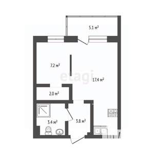1-к квартира, вторичка, 34м2, 12/15 этаж