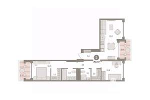 2-к квартира, вторичка, 79м2, 6/8 этаж