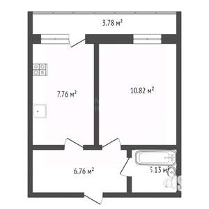1-к квартира, вторичка, 29м2, 4/9 этаж