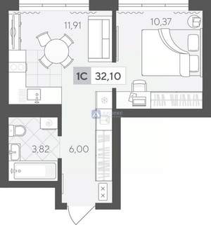 1-к квартира, вторичка, 32м2, 5/17 этаж