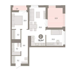 2-к квартира, вторичка, 79м2, 15/25 этаж