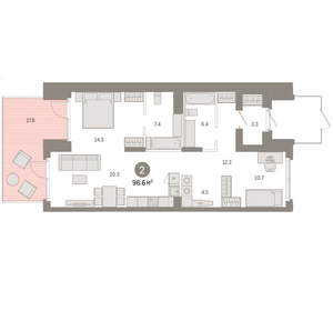 2-к квартира, вторичка, 97м2, 1/8 этаж