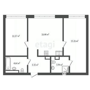 2-к квартира, вторичка, 58м2, 5/10 этаж