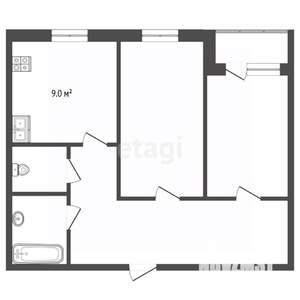 2-к квартира, вторичка, 51м2, 3/5 этаж