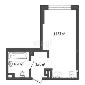 Студия квартира, вторичка, 28м2, 4/12 этаж