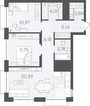 2-к квартира, вторичка, 65м2, 13/25 этаж