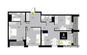 3-к квартира, вторичка, 73м2, 11/17 этаж