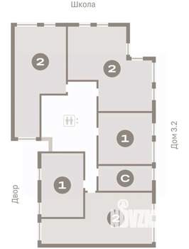 2-к квартира, вторичка, 73м2, 8/9 этаж