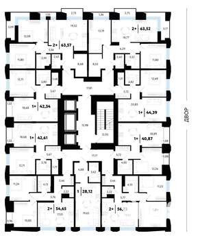 2-к квартира, строящийся дом, 57м2, 3/16 этаж