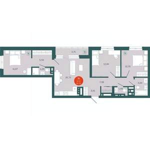 3-к квартира, вторичка, 81м2, 11/19 этаж