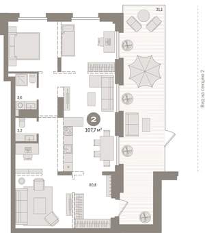 2-к квартира, вторичка, 108м2, 1/9 этаж