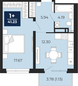 1-к квартира, вторичка, 41м2, 10/21 этаж