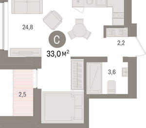 Студия квартира, вторичка, 33м2, 7/8 этаж