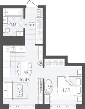 1-к квартира, вторичка, 36м2, 5/24 этаж