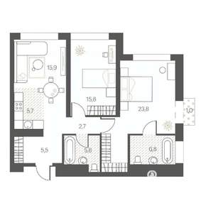 2-к квартира, строящийся дом, 83м2, 4/9 этаж