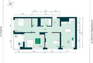 3-к квартира, вторичка, 80м2, 9/12 этаж