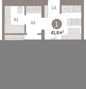 1-к квартира, вторичка, 42м2, 3/11 этаж