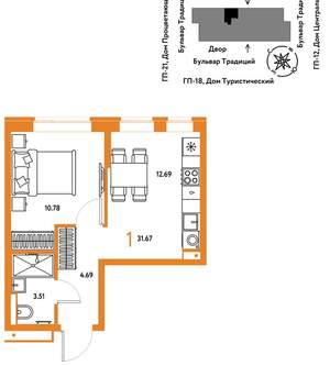 1-к квартира, вторичка, 32м2, 4/11 этаж